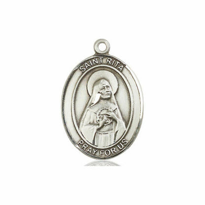 St Rita Medal - Sterling Silver Oval Pendant 3 Sizes