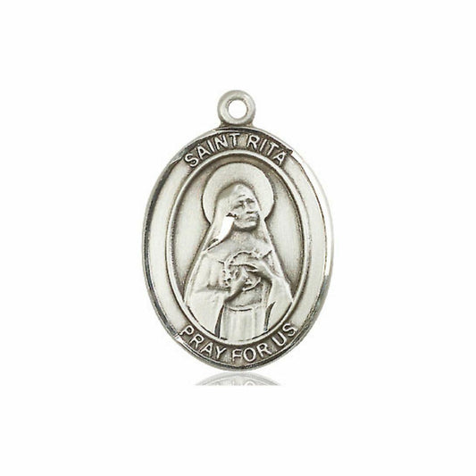 St Rita Medal - Sterling Silver Oval Pendant 3 Sizes