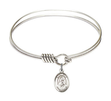St. Ritan of Cascia Round Eye Hook Bangle Bracelet - Sterling Silver Charm - 6.25 Inch (9094SS)