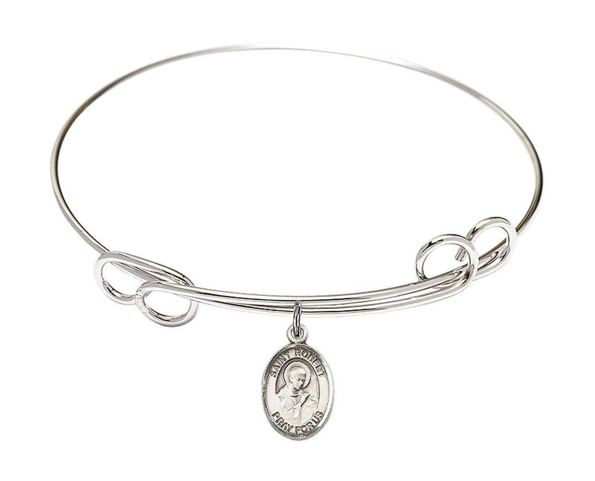 St Robert Bellarmine Double Loop Bangle Bracelet - Sterling Silver Charm 9096SS