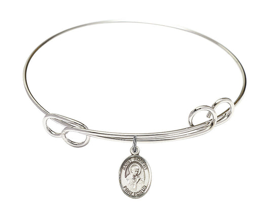 St Robert Bellarmine Double Loop Bangle Bracelet - Sterling Silver Charm 9096SS