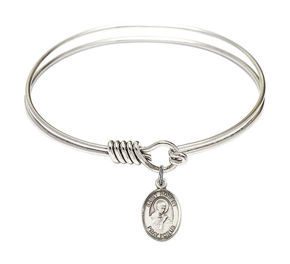 St Robert Bellarmine Round Eye Hook Bangle Bracelet - Sterling Silver Charm - 6.25 Inch 9096SS
