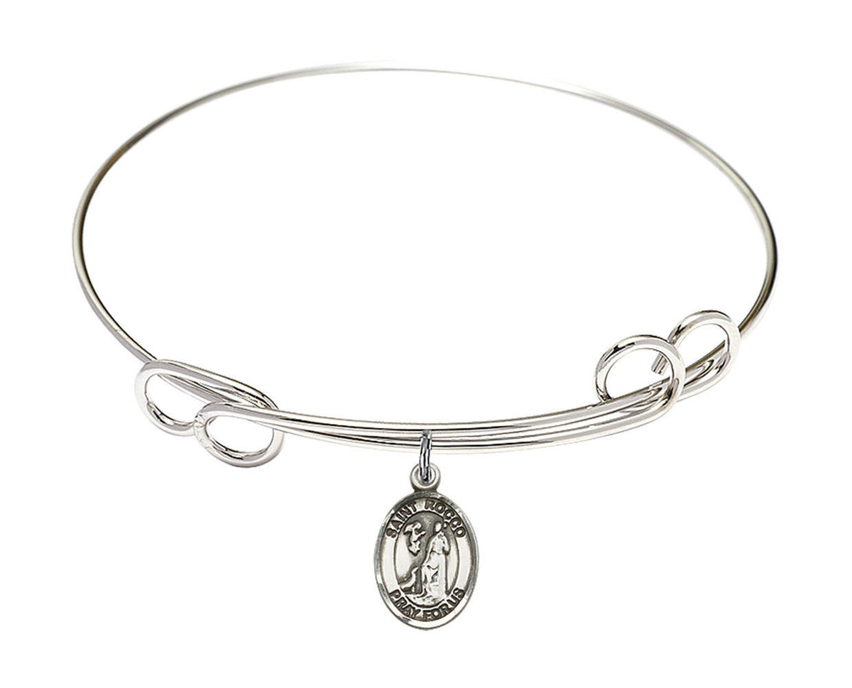 St Rocco Double Loop Bangle Bracelet - Sterling Silver Charm 9377SS