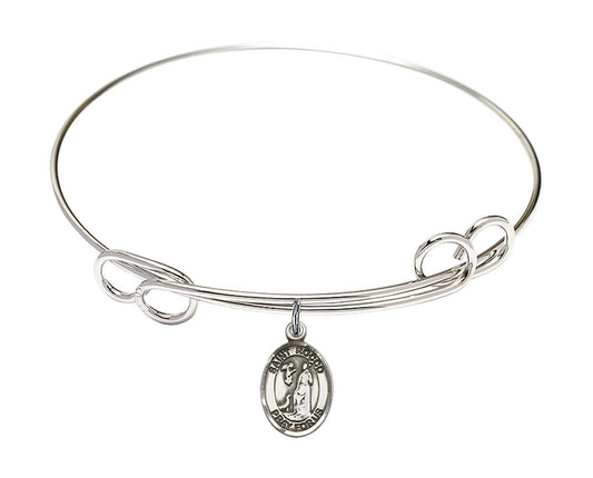 St Rocco Double Loop Bangle Bracelet - Sterling Silver Charm 9377SS