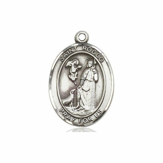 St Rocco Medal - Sterling Silver Oval Pendant 3 Sizes