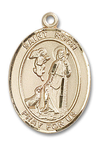 St Roch Medal - 14kt Gold Oval Pendant 3 Sizes