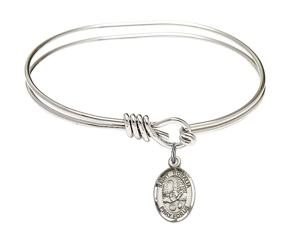 St Rosalia Eye Hook Bangle Bracelet - Sterling Silver Charm 9309SS