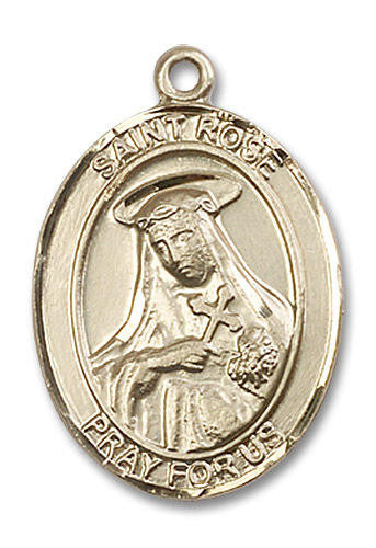 St Rose Medal - 14kt Gold Oval Pendant 3 Sizes