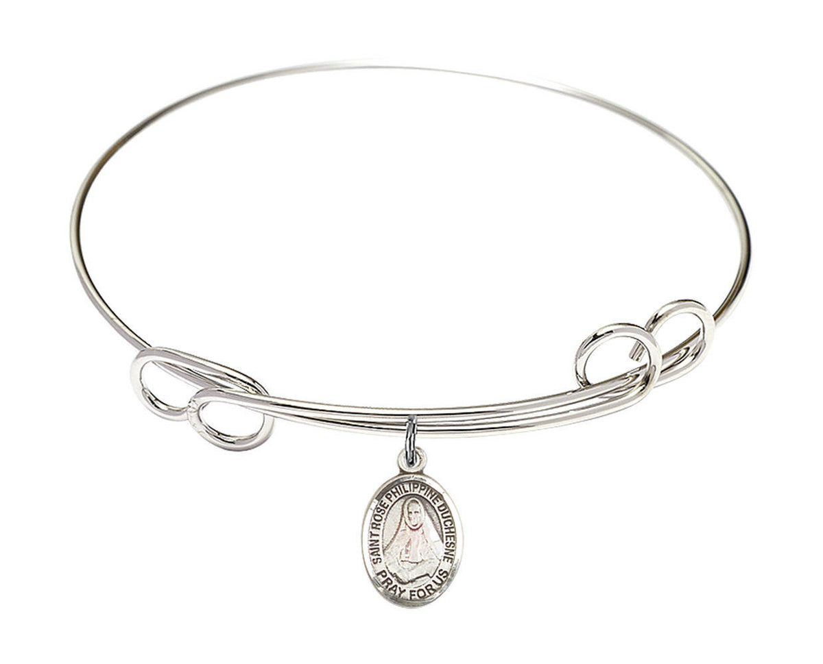 St Rose Philippine Duchesne Double Loop Bangle Bracelet - Sterling Silver Charm 9371SS