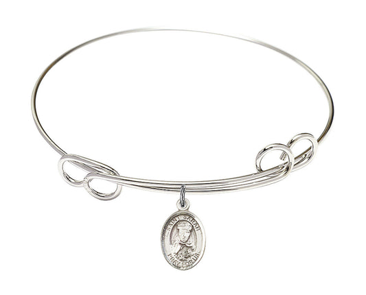 St Sarah Double Loop Bangle Bracelet - Sterling Silver Charm 9097SS