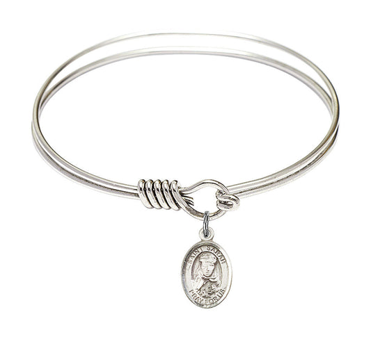 St Sarah Round Eye Hook Bangle Bracelet - Sterling Silver Charm - 6.25 Inch 9097SS