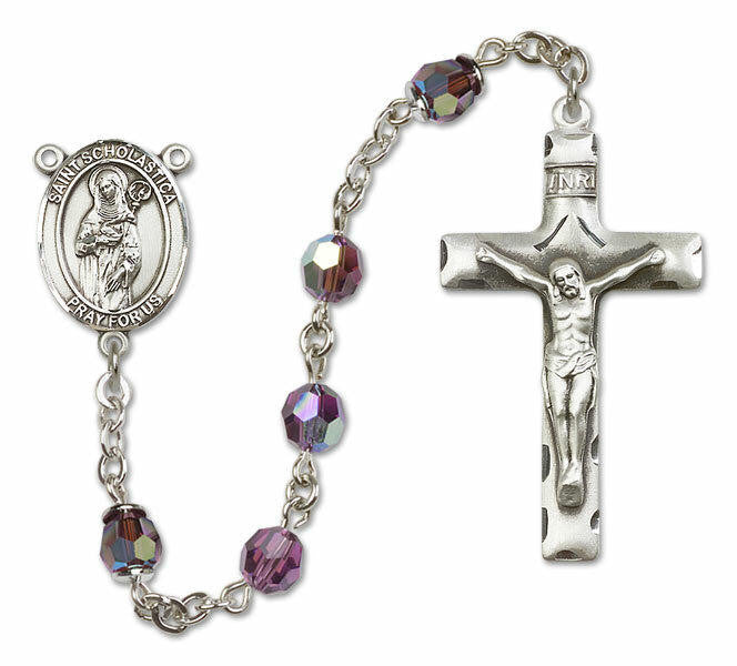 St Scholastica Sterling Silver Rosary - 16 Color Options 8099/0644