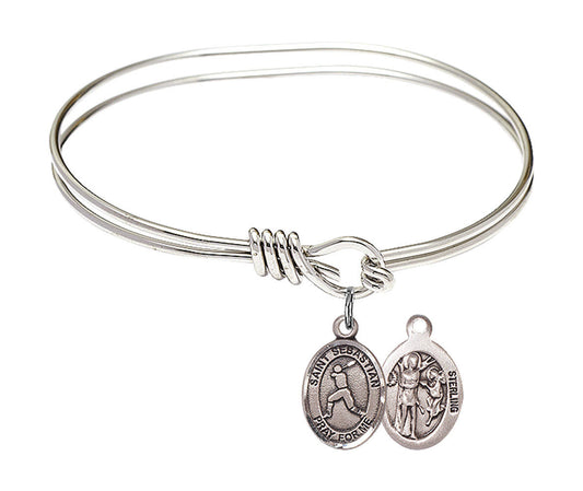 St Sebastian - Baseball Eye Hook Bangle Bracelet - Sterling Silver Charm 9160SS