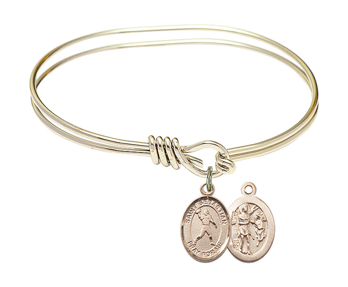St Sebastian - Football Eye Hook Bangle Bracelet - Gold-Filled Charm 9161GF
