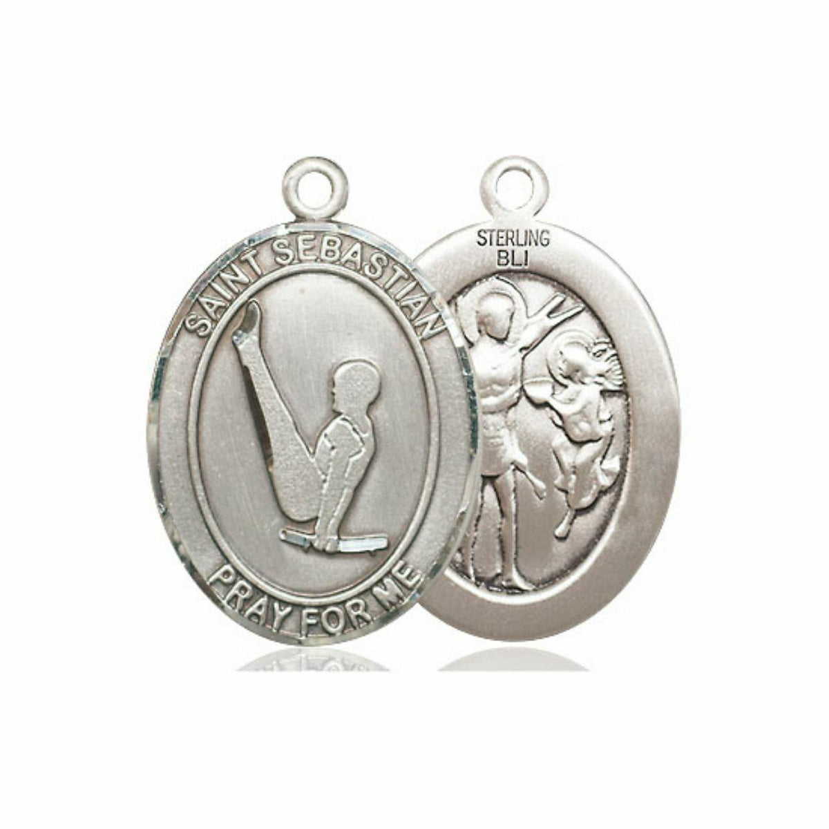 St Sebastian Gymnastics Medal - Sterling Silver Oval Pendant 3 Sizes