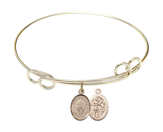 St Sebastian - Ice Hockey Double Loop Bangle Bracelet - Gold-Filled Charm