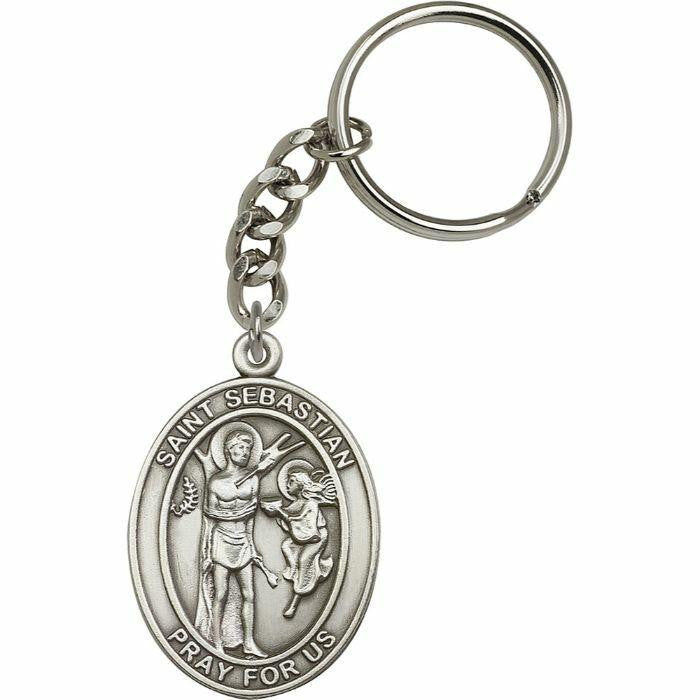 Bliss Manufacturing Inc St Sebastian Keychain - Silver Finish