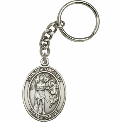 Bliss Manufacturing Inc St Sebastian Keychain - Silver Finish