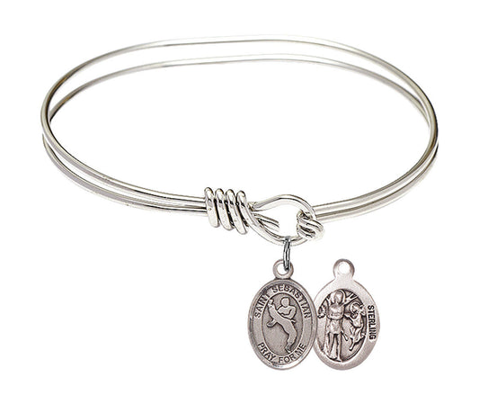 St Sebastian - Martial Arts Eye Hook Bangle Bracelet - Sterling Silver Charm 9168SS