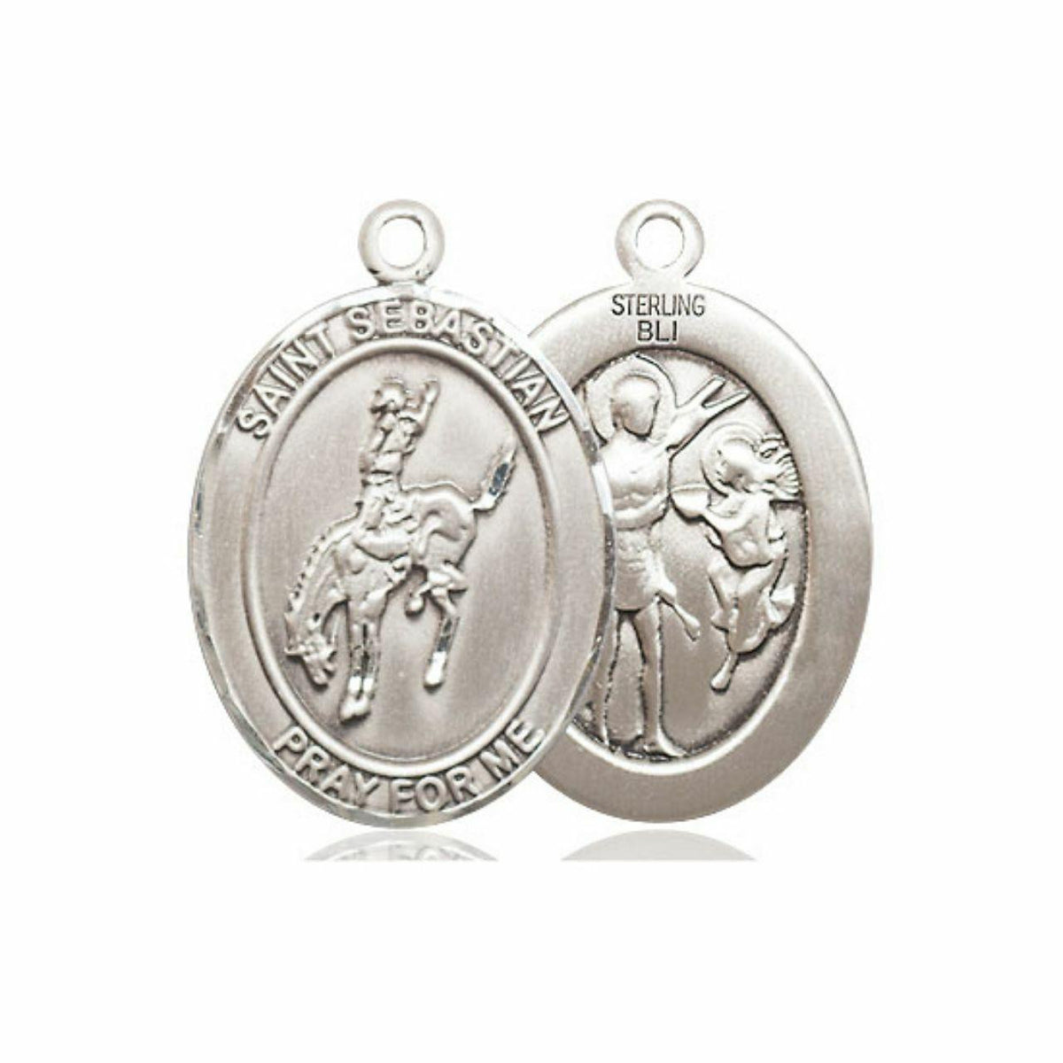 St Sebastian Rodeo Medal - Sterling Silver Oval Pendant 3 Sizes
