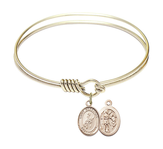 St Sebastian - Rodeo Round Eye Hook Bangle Bracelet - Gold-Filled Charm - 6.25 Inch 9191GF