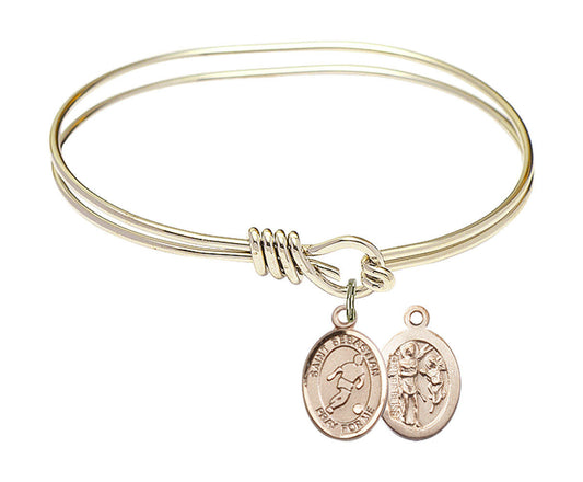St Sebastian - Soccer Eye Hook Bangle Bracelet - Gold-Filled Charm 9164GF