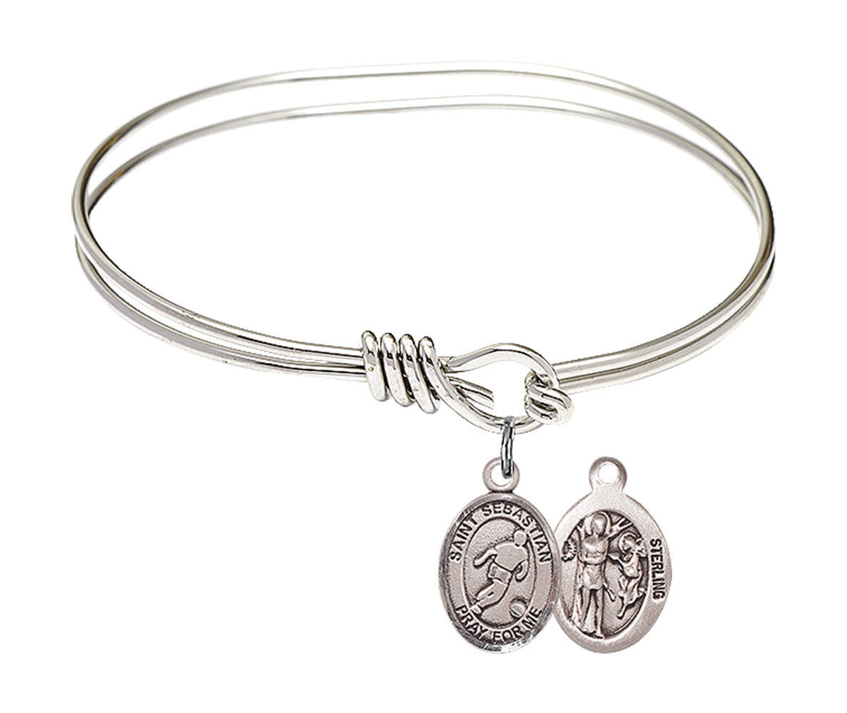 St Sebastian - Soccer Eye Hook Bangle Bracelet - Sterling Silver Charm 9164SS