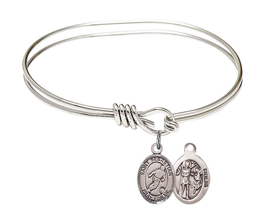 St Sebastian - Soccer Eye Hook Bangle Bracelet - Sterling Silver Charm 9164SS