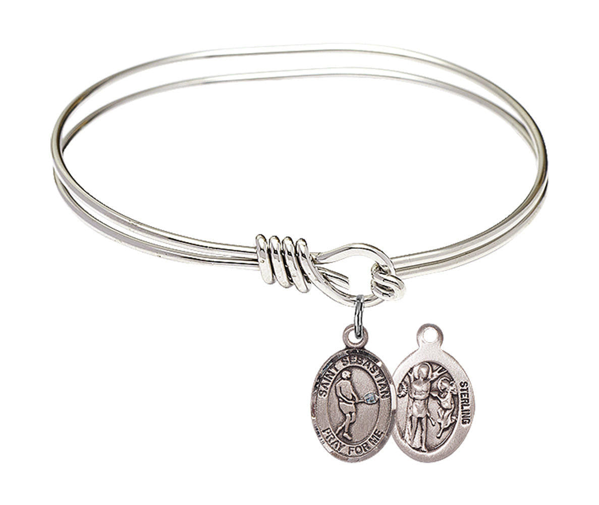 St Sebastian - Tennis Eye Hook Bangle Bracelet - Sterling Silver Charm 9166SS