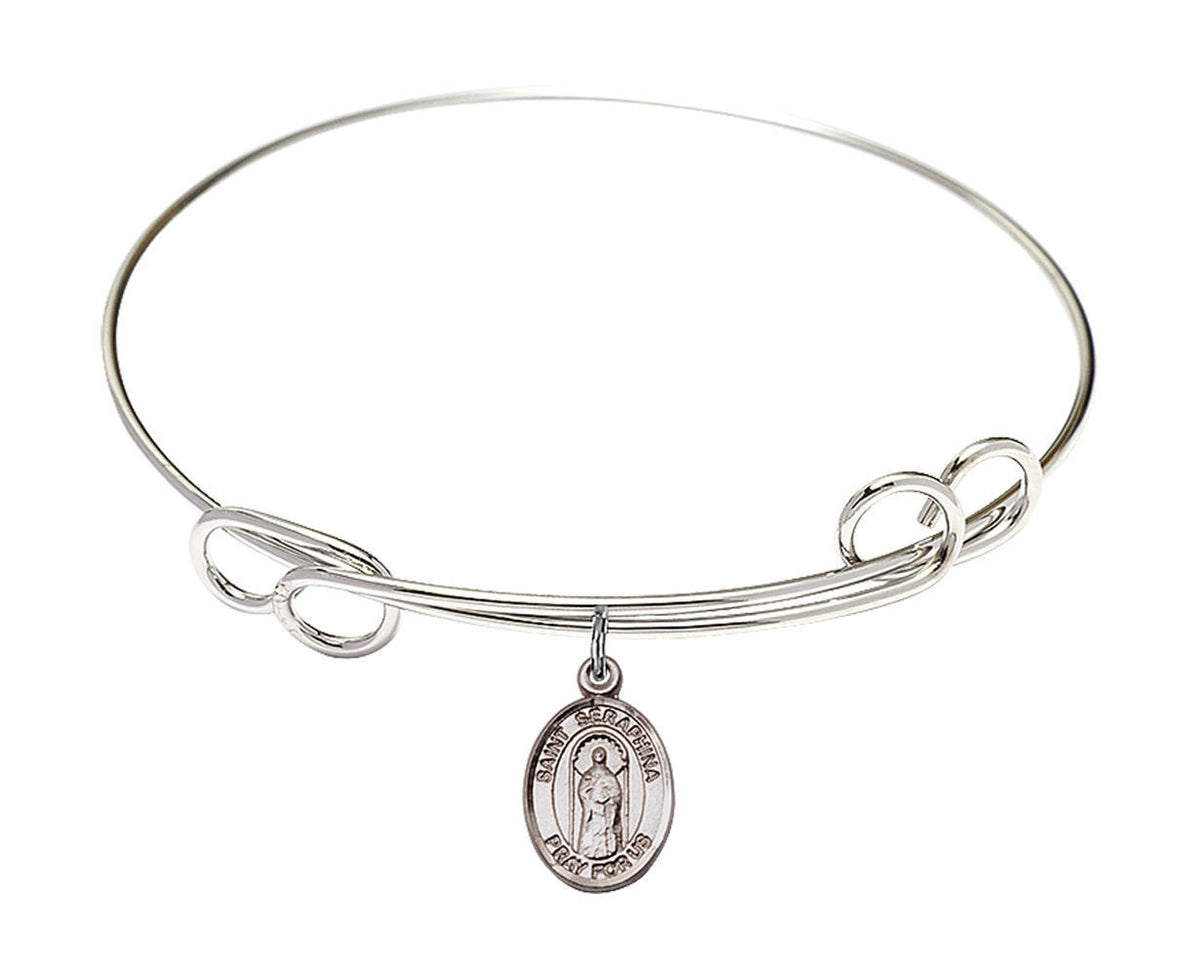 St Seraphina Double Loop Bangle Bracelet - Sterling Silver Charm 9405SS