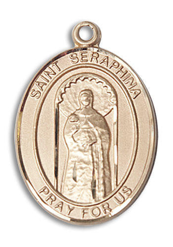 St Seraphina Medal - 14kt Gold Oval Pendant 3 Sizes