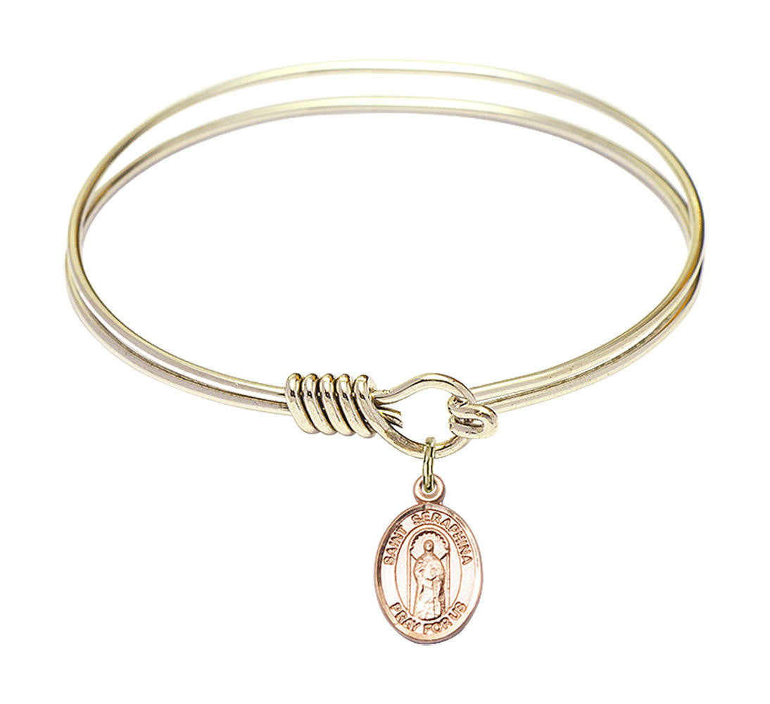 St Seraphina Round Eye Hook Bangle Bracelet - Gold-Filled Charm - 6.25 Inch 9405GF