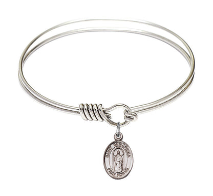 St Seraphina Round Eye Hook Bangle Bracelet - Sterling Silver Charm - 6.25 Inch 9405SS