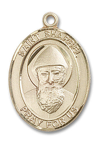 St Sharbel Medal - 14kt Gold Oval Pendant 3 Sizes