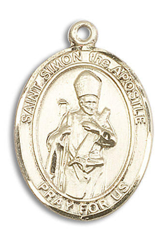 St Simon The Apostle Medal - 14kt Gold Oval Pendant 3 Sizes