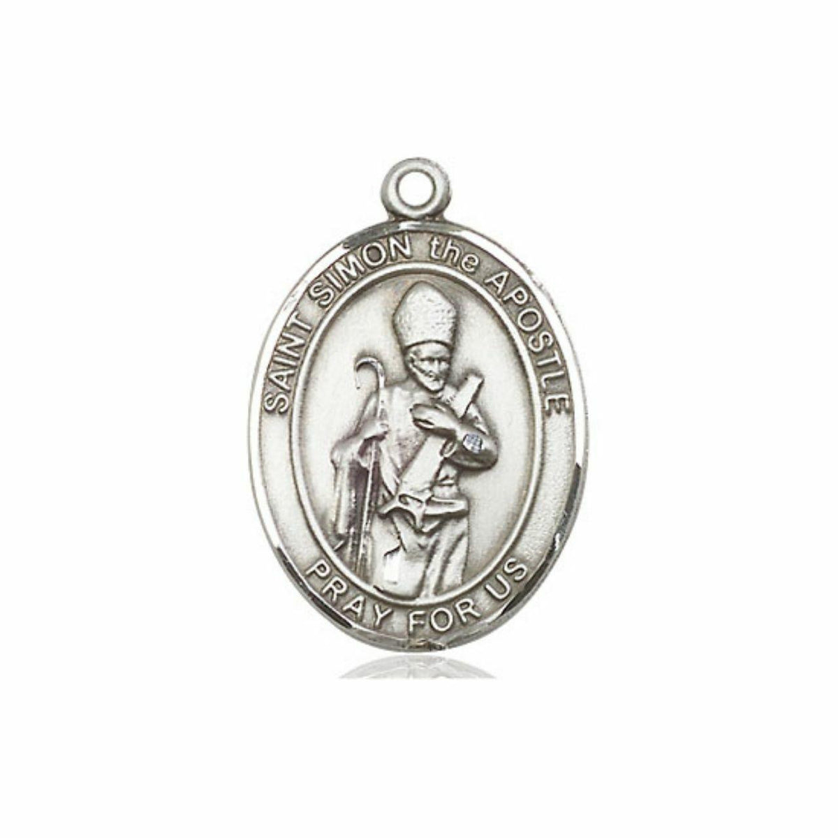 St Simon The Apostle Medal - Sterling Silver Oval Pendant 3 Sizes