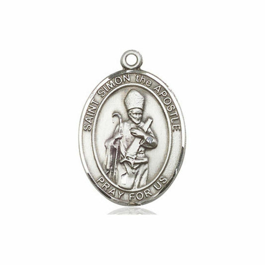St Simon The Apostle Medal - Sterling Silver Oval Pendant 3 Sizes