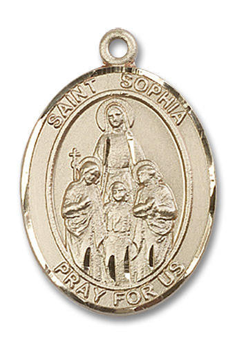 St Sophia Medal - 14kt Gold Oval Pendant 3 Sizes