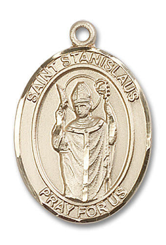 St Stanislaus Medal - 14kt Gold Oval Pendant 3 Sizes