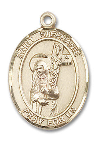St Stephanie Medal - 14kt Gold Oval Pendant 3 Sizes