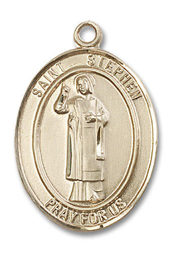 St Stephen Medal - 14kt Gold Oval Pendant 3 Sizes