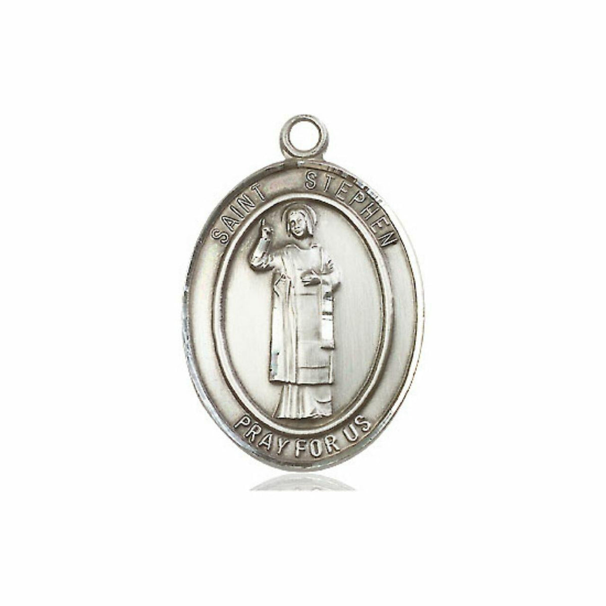 St Stephen Medal - Sterling Silver Oval Pendant 3 Sizes