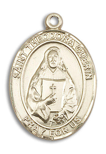 St Theodora Guerin Medal - 14kt Gold Oval Pendant 3 Sizes