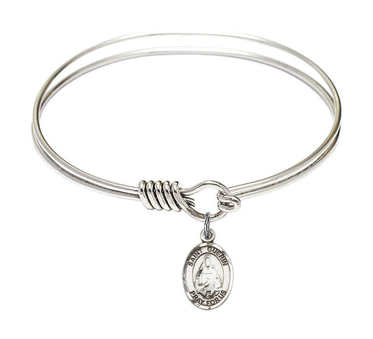 St Theodora Round Eye Hook Bangle Bracelet - Sterling Silver Charm - 6.25 Inch 9382SS
