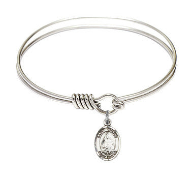 St. Theodora Round Eye Hook Bangle Bracelet - Sterling Silver Charm - 6.25 Inch (9382SS)