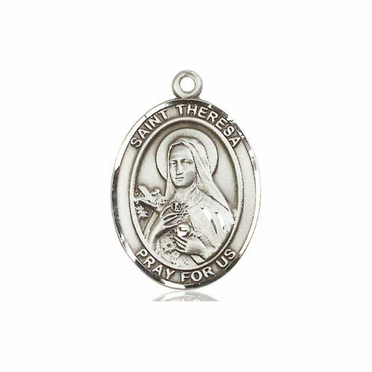 St Theresa Medal - Sterling Silver Oval Pendant 3 Sizes