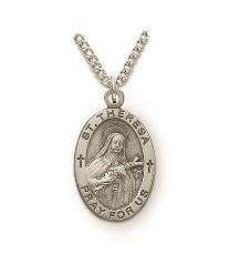 St Theresa Necklace - Sterling Silver Medal on 18 Stainless Chain SM8857SH