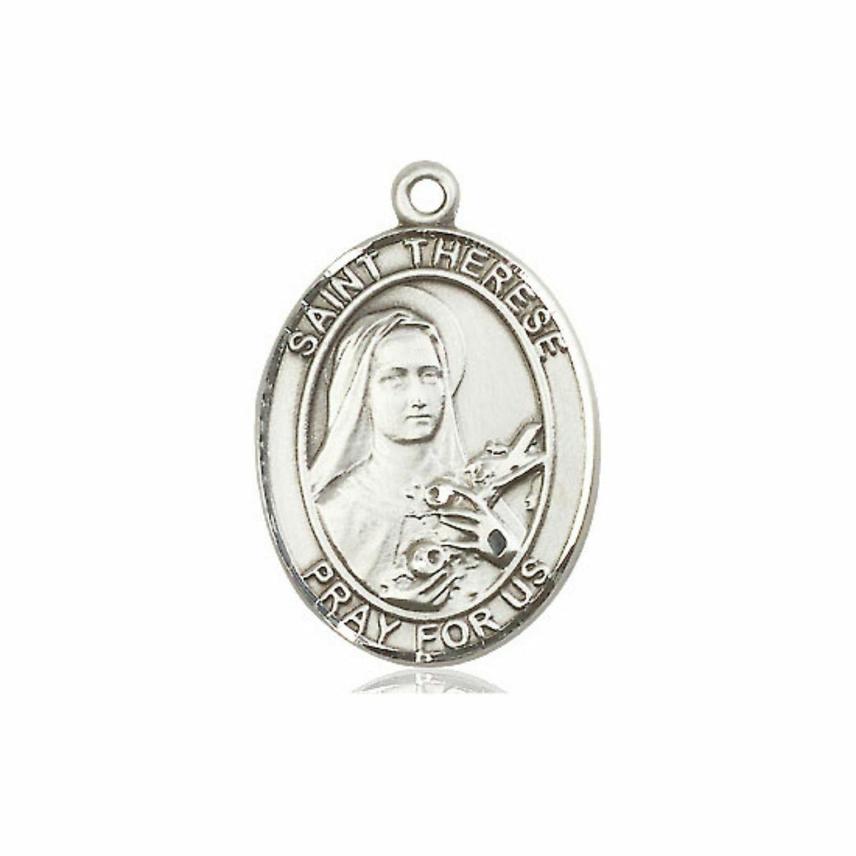 St Therese Medal - Sterling Silver Oval Pendant 3 Sizes