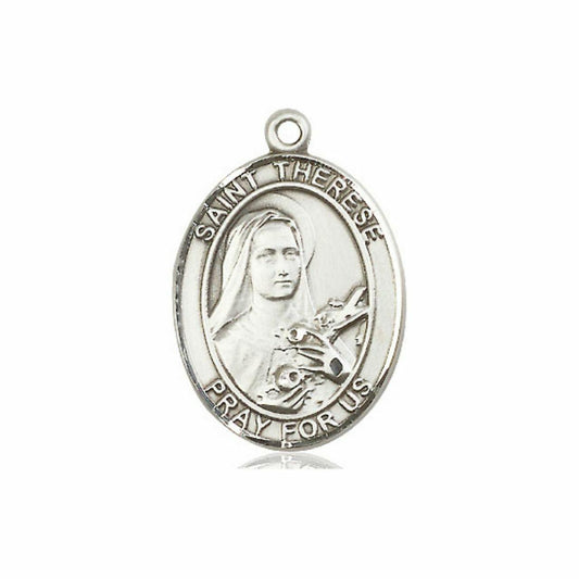 St Therese Medal - Sterling Silver Oval Pendant 3 Sizes