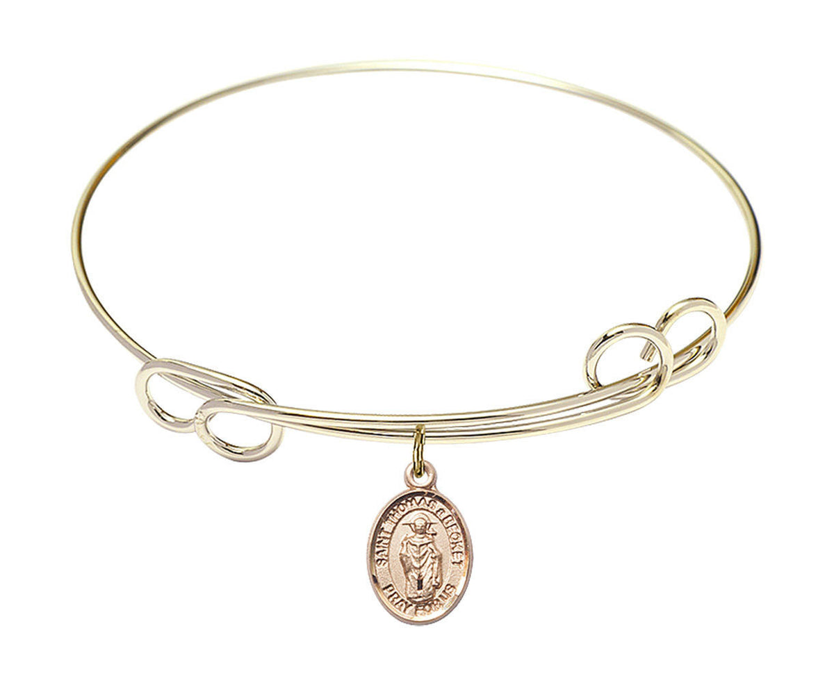 St Thomas A Becket Double Loop Bangle Bracelet - Gold-Filled Charm 9344GF